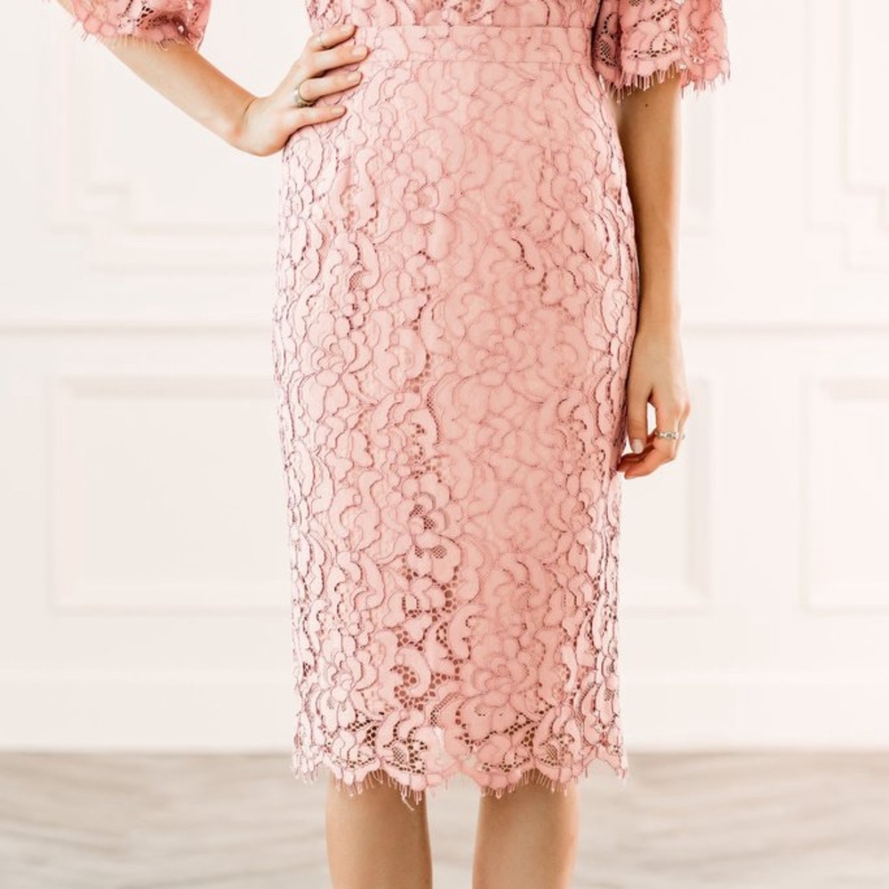 Zara Basic Collections Lace Stretch Midi Skirt - … - image 1